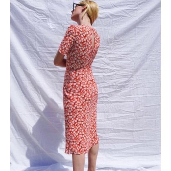 Reformation Andre Nina Sheath Midi Dress Womens Size 8 Red - Picture 2 of 16